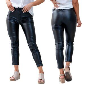 Kancan Faux Leather Skinny Pants Leggings Size 7/27 Ankle Zip High Rise Pleather